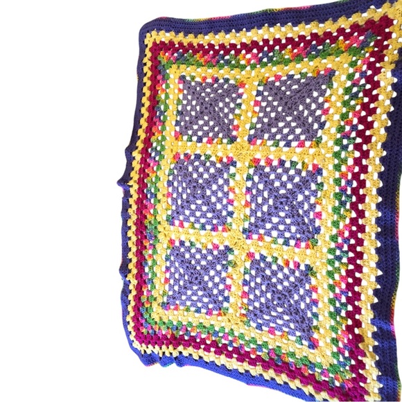 Afghan Handmade Rainbow Colors Baby Crib Shoulder Blanket - Picture 5 of 11